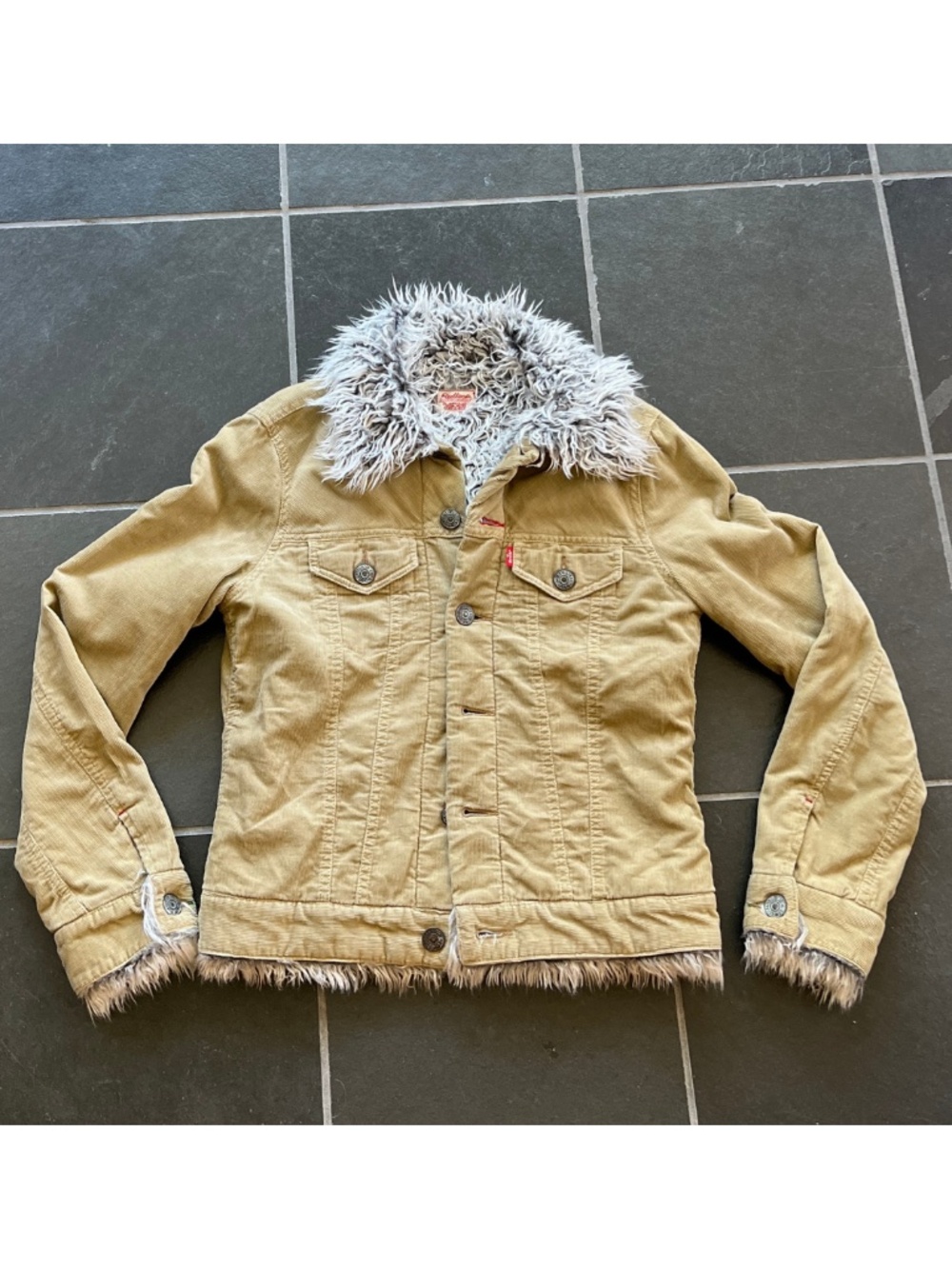 Vtg Levi's Redloop Jacket Corduroy Faux Fur-Lined